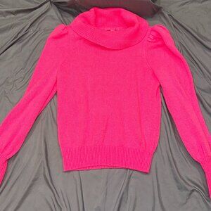 Lilly Pulitzer Cortland Cowl Neck Sweater Topaz Pink Puff Sleeve Knit